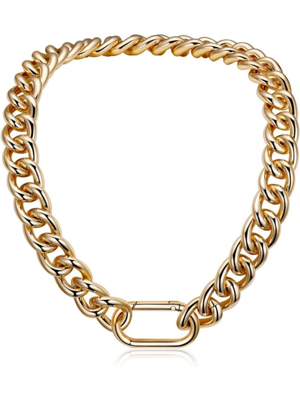 Trendy Chunky Gold Necklace, Thick Aluminum Cuban Link Chain, Hip Hop Jewelry